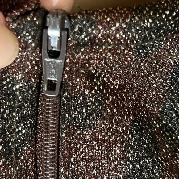 Gunne Sax Jessica McClintock Vintage Cocoa Metallic Shimmer Cocktail Size 7/8 - Picture 4 of 10